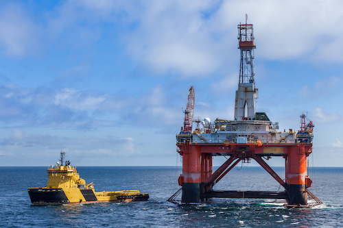 Semi-Submersible With Vessel Alongside.